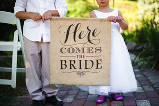 here comes the bride wedding sign